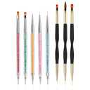 FULINJOY 8PCS Nail Art Brushes, Double-Ended Brush and Dotting Tool Kit, Dual End Nail Art Pen Brush Acrylic Round Flat Painting Drawing Liner Nail Tools