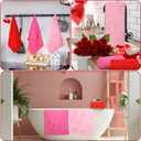 3 Pcs Valentine's Day Bathroom Hand Towel Cotton 3D Red and Pink Hearts Jacquard Weave Kitchen Towel 29x14 Inch Bath Decor Married Couple Gifts Anniversary Wedding Decoration