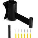 QWORK Wall Mounted Retractable Belt Barrier, Crowd Control Wall Barrier with 10' Belt for Retail Stores, Airports, Banks, School (Black)