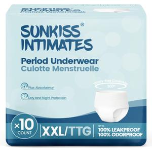 Disposable Period Underwear for Women with Heavy Flow, Low-Rise Unscented Postpartum Essentials, White, XXLarge, 10 Count