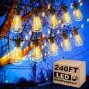 Outdoor Patio String Lights, 240FT LED with 120+4 ST38 Vintage Edison Bulbs, Waterproof Connectable Hanging Lights for Outside Backyard Bistro Porch (120FTx2)