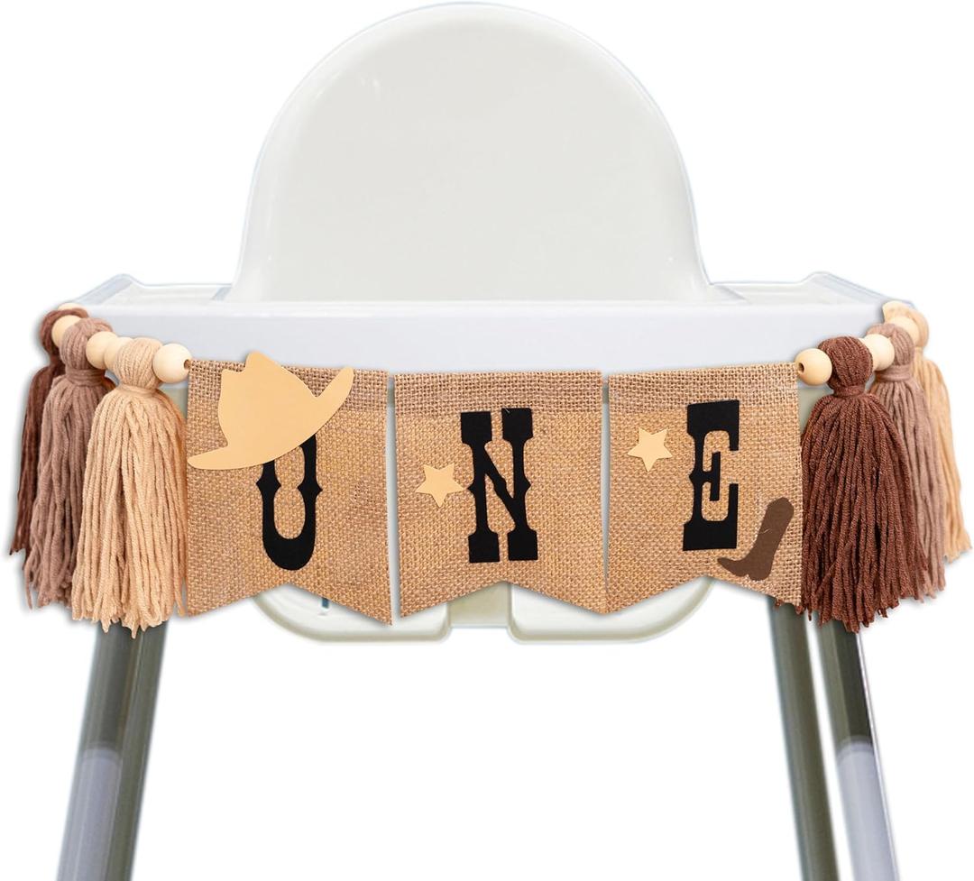 Cowboy One High Chair Banner - My First Rodeo Themed Party Decoration For Baby Boy,1st Birthday Party Highchair Tassels Banner, Cowboy Themed Sign First Birthday Party Decoration Supplies Garland