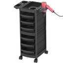 7-Layer Salon Trolley Cart with 6 Drawers, Professional Salon Rolling Cart with Wheels for Hair Stylist, Portable Barber Station with Extra Storage Space for Barber,Tattoo