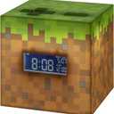 Paladone Licensed Minecraft Grass Block Digital Alarm Clock, Light Up Lamp Plays Official in Game Music, Bedroom Decor for Minecraft Gamers, Tweens and Kids - Minecraft Gift