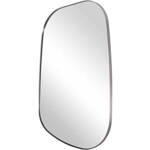ANDY STAR 24"x40" Asymmetrical Wall MirrorBrushed Nickel Irregular Bathroom Mirror with Stainless Steel Metal Frame, Wall-Mounted Mirror for Bathroom, Entryway (Horizontal/Vertical)