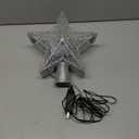 Christmas Star Tree Topper, Plug in Sliver Glittered 3D Star Tree Topper, Metal Hollow Designed Built-in 10 Bulbs String Lights for Indoor Office Christmas New Year Holiday Tree Decoration (Pvc Silver Star)