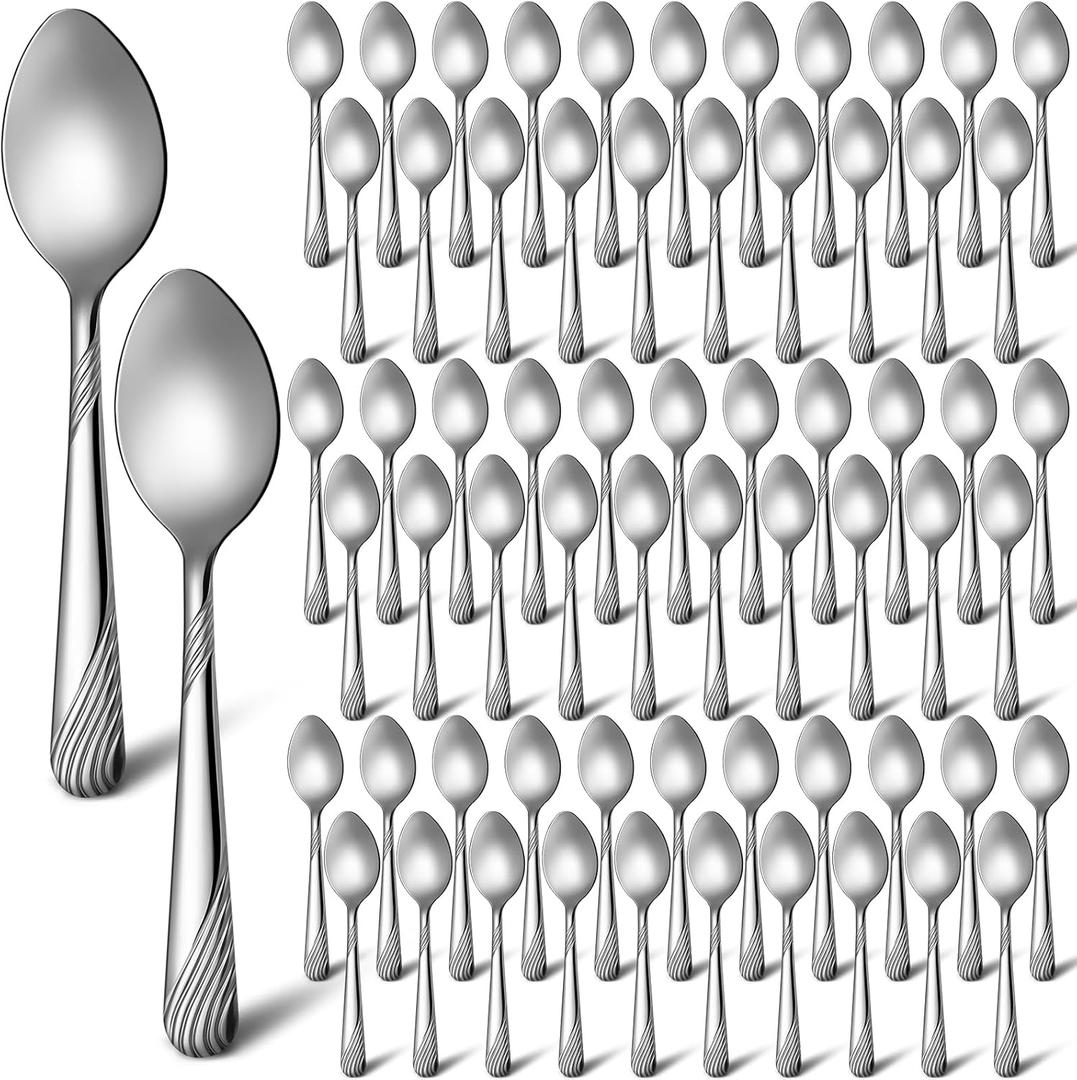 200 Pcs Dinner Spoons Set 6.7 Inches Stainless Steel Dessert Spoons bulk Silverware for Home Restaurant Kitchen Mirror Polished Dishwasher Safe