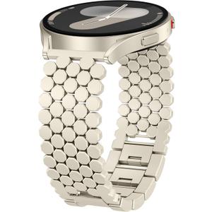 Minyee Compatible with Samsung Galaxy Watch 7 6 5 4 FE 40mm 44mm/Watch 6 Classic 43mm 47mm/Watch 5 Pro 45mm Bands for Women, 20mm Dressy Metal Gold Chain Honeycomb Luxury Chic Link Bracelet Strap