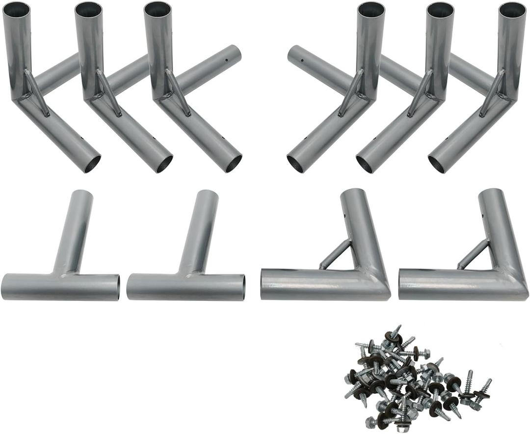 Golf Cage Frame Corner Kit for Batting, Square Flat Top Canopy Fitting Kit with 1" ID, suitable for 3/4 EMT pipe Galvanized Steel Connectors, shed frame kit DIY Project Silver