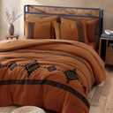 MaiRve Embroidery Comforter Set, Boho Farmhouse Western Bedding Set, All Season Bed in A Bag Comforter Set with Sheets, Pillowcases & Shams, Burnt Orange King 7 Pieces