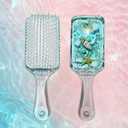 FONMY Detangling Hair Brush w/Nature Seashell,Seascape Designed Arcrylic Paddle Hairbrush Glide Through Tangles With Ease For All Hair Types - For Women, Men, Kids,Wet & Dry Hair,Sea-Blue Home Decor. (9.84 Inch)