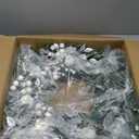 WANNA-CUL Pre-Lit 30 Inch Large Christmas Wreath for Front Door with 50 Led Lights,Silver White Lighted Christmas Door Wreath Decor with White Apples and Berries, Battery Operated