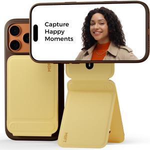 MOFT Phone Tripod Stand Selfie Stick for iPhone, Multi-Angles iPhone Stand, Lightweight & Portable Phone Holder, Strong Magnets, MOVAS Vegan Leather, Travel Essentials, Panna Cotta (Without Card Slot)