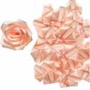 300Pcs Sparkling Gold Border Satin Ribbon Petals, Preformed for DIY Eternal Roses, Champagne Color, Silk Fabric, Cost-Effective to Make Dazzling Bouquets for Mother's Day, Valentine's