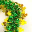 33Ft St Patrick's Day Tinsel Twist Garland Decorations Shiny Thick Shamrock Metallic Hanging Wreath for St Patricks Day Parade Floats and Other Holidays Party Hanging Decor Supplies