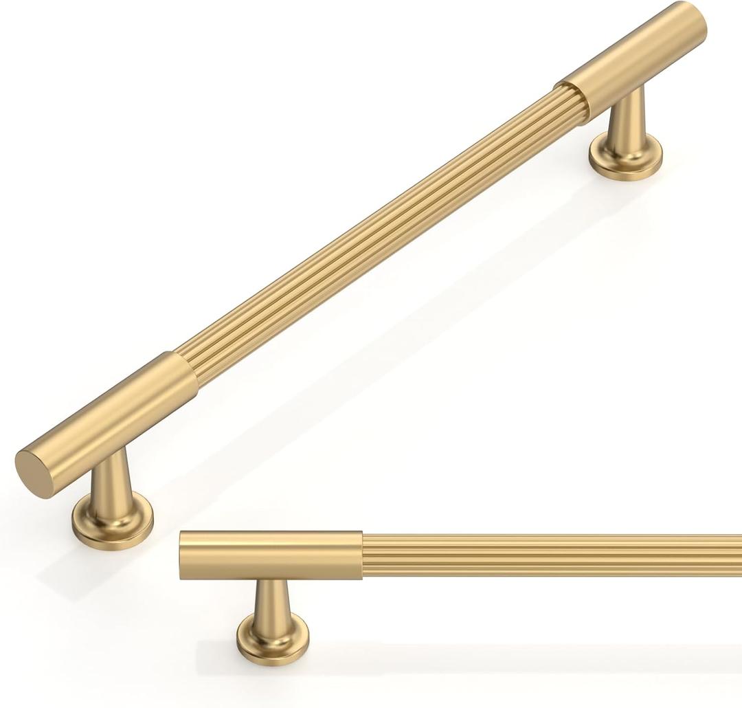 10 Pack Champagne Bronze Cabinet Pulls 6.3 Inch(160mm) Honey Bronze Kitchen Cabinet Handles Solid Heavy Duty Drawer Pulls