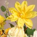 Artificial Flowers Combo Yellow Silk Flowers Mix Fake Rose Dahlia with Stems for Wedding Bridal Bouquets Baby Shower Cake Party Floral Arrangement Table Centerpieces Home Decor