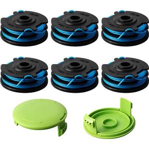 Thten 29242 29082 Trimmer Spool Replacement 27ft 0.065 inch for Greenworks 24V 40V 21052 29272 and 21212 Dual line Electric String Trimmers with 3411546A6 Cap Covers Parts(6Pack+2 Cap)
