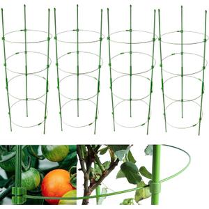 4Pack Adjustable Tomato Cages, 36 Inch Plant Support Garden Trellis for Tomatoes, Cucumbers, Vegetables, Flowers, Roses & Climbing Vines – 4 Adjustable Rings for Sturdy Growth