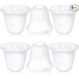 Teenyyou 6 Pcs Bell Shaped Alabaster Glass Lamp Shade Replacement Globe Ceiling Fan Light Covers with 1-5/8-inch Fitter Opening for Chandelier Wall Sconce Pendant Light Bathroom Vanity Fixture