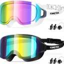 2 x 2 Pack Youth Swim Goggles, Women Frameless Fashion Anti Fog Swimming Goggles for Teens Adult Wide View UV Protection