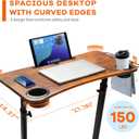 Treadmill Desk, Small Standing Desk for Walking Pad, 30-47 Inch Adjustable Height Walking Pad Stand for Treadmill, Portable Standing Table for Bike and Home Office Work - Brown, 14 inches x 28 inches x 47 inches