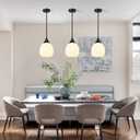 Kitchen Island Pendant Light: Mid Century Matte Black Hanging Light Fixtures with Frosted Glass Globe - 10 Inch Farmhouse Chandeliers Ceiling Lighting for Dining Room, 1 Pack-10inch