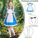 Kids Blue Dress Costume for 3-14 Years Girls Halloween Princess Costumes with Socks Hairband (150 (11-12 Years))