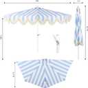 JONATHAN Y Half Umbrella UMB1201J Beverly 9 ft. Designer Classic Scalloped Fringe Market Patio with Crank, Tilt Button and UV Protection in Light Blue/White, White Pole, 108 inches diameter, 97 inches pole length