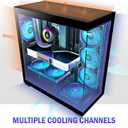 PC CASE 7 PWM ARGB Fans Pre-Installed, Mid-Tower Gaming PC Case, Panoramic Tempered Glass Computer Case with Type-C,360mm Radiator Support,Black,C9