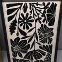 Abstract Floral Botanical Wall Art 16x24 Inch 3 Piece Black Vintage Boho Plant Flower Minimalist Wood Frame Sign Home Living Room Family Office Mid Century Print Wall Hanging Decor (Black)