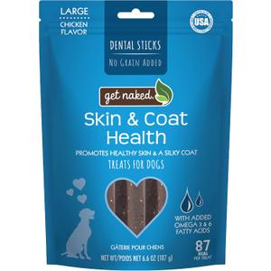 Get Naked Grain Free 1 Pouch 6.6 Oz Skin & Coat Dental Chew Sticks, Large (EXP 11/19/27)