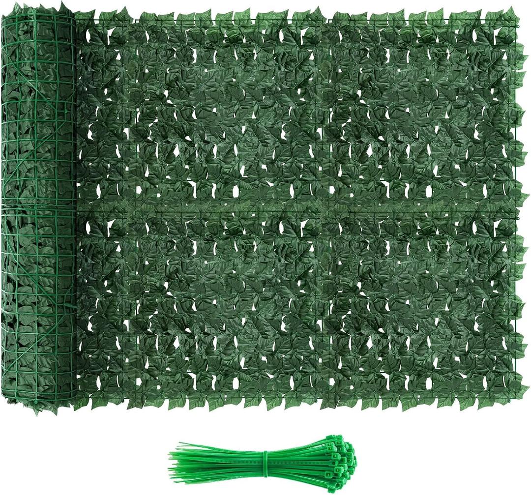 Artificial Ivy Privacy Fence Screen, 120x40 inch Dense Leaf Green Ivy Wall Panel, Super Privacy Greenery Backdrop Faux Ivy Greenery for Patio, Balcony, Garden, Backyard Indoor Outdoor Decor