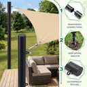 2 Packs Shade Sail Poles 12 Ft, Heavy Duty Sunshade Pole with Spiral Drill Bit Heavy Duty Steel Shade Sail Post with D-clamp Support Awning Canopy for Outside Backyard Garden