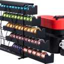 ZCDCP Black Metal 5 Tier Coffee Pod Holder, Nespresso Coffee Pod Holder Coffee Pod Wall Mountable Storage Drawer, for Vtline Capsule Coffee Machine (50 Pods Capacity)