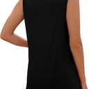 Sampeel Tank Top for Women Summer Button Down V Neck T Shirts Sleeveless Loose Fit Fashion Tops 2026 (Black, L)