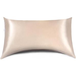 Curved Pillow Case, Side Sleeper Pillowcase, Champange Satin Pillowcase Cover with Zipper, Breathable and Soft, Queen Size 20 x 30 Inches