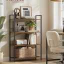 VASAGLE 4-Tier Tall Bookshelf, Large Bookcase with Steel Frame, Deep Book Shelf for Living Room, Home Office, Study, 11.8 x 31.5 x 47 Inches, Industrial Style, Honey Brown and Black ULLS140K01