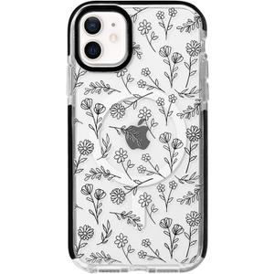 NITITOP Compatible with iPhone 12/12 Pro Magnetic Case [Compatible with Magsafe] Cute Clear for Women Girls Flower Floral Ultra Slim with Bumper Soft TPU Anti-Yellow Cover - Clear Black