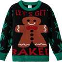 IFFEI Unisex Ugly Christmas Sweater Kids Cute Knit Pullover Top Cozy Jumper for Holiday Party 2-11 Years (4-5T, Black)