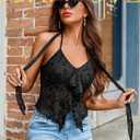 Avidlove Halter Tops for Women Mesh Tank Top Sexy Camisoles Y2K Crop Top Going Out Tops Trendy Summer Tops Outfits (Black, S)