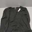 REORIA Women's Trendy Sexy Plunge Deep V Neck Long Sleeve Bodysuit Double Lined Going Out T Shirt Tops, XXL