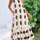 PRETTYGARDEN Women's 2026 Summer One Shoulder Maxi Dress Printed Flowy Boho Long Sundresses Spring Beach Vacation Clothes (Medium, Beige Black Floral)