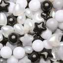 GOGOSO Ball Pit Balls,Plastics Balls for Ball Pit, Stars Hearts Shape for PastelBall for Toddlers Kids, Color: Black Gray White Star+Heart Balls