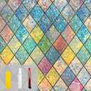 Countewol Rainbow Privacy Window Film Stained Glass Window Film That is Adhesive-Free, Residue-Free, Reusable, and Easy to Install with Tools. (Rainbow, 35.4 X 78.7 in)
