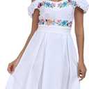 YZXDORWJ Mexican Dress for Women Embroidered Off Shoulder Peasant Cotton Dress Boho Outfit (Medium,)