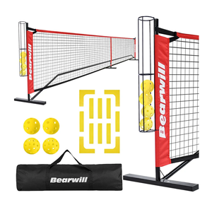 Pickleball Net, 22 FT Pickleball Net for Driveway, Regulation Size Portable Pickle Ball Net for Outdoor Backyard, Steady Metal Frame with Court Marker, Ball Holder, 4 Pickleballs & Carry Bag
