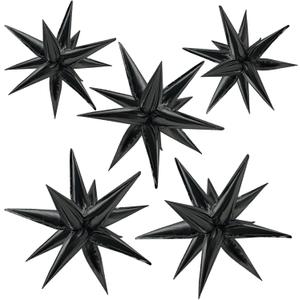Star Balloons 60Pcs Black Balloon 12 Spike Foil Balloons Explosion Mylar Cone Balloon Magic Party Decorations Backdrops for Halloween Graduation Birthday Wedding Anniversary Retirement