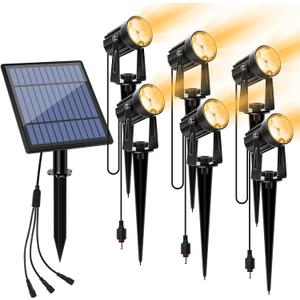 APONUO Metal Outdoor Solar Landscape Lights, Waterproof Spotlight 6-in-1 for Yard Landscape Lighting, Auto On/Off for Pathway, Driveway, Patio (Warm White)