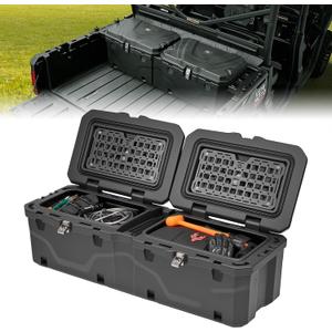 KEMIMOTO UTV Bed Box, Upgraded 110L Lockable Weatherproof Storage Box 29 US Gal Dual Lid, Compatible with 2016-2026 Can-Am Defender & Defender Max, OEM 715003028 Replacement